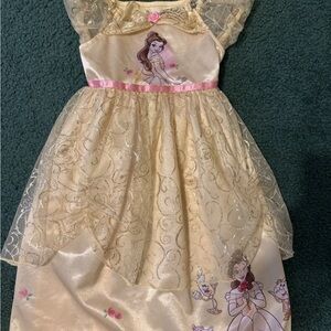 Disney Princess Belle Gold Dress with Pink Rose